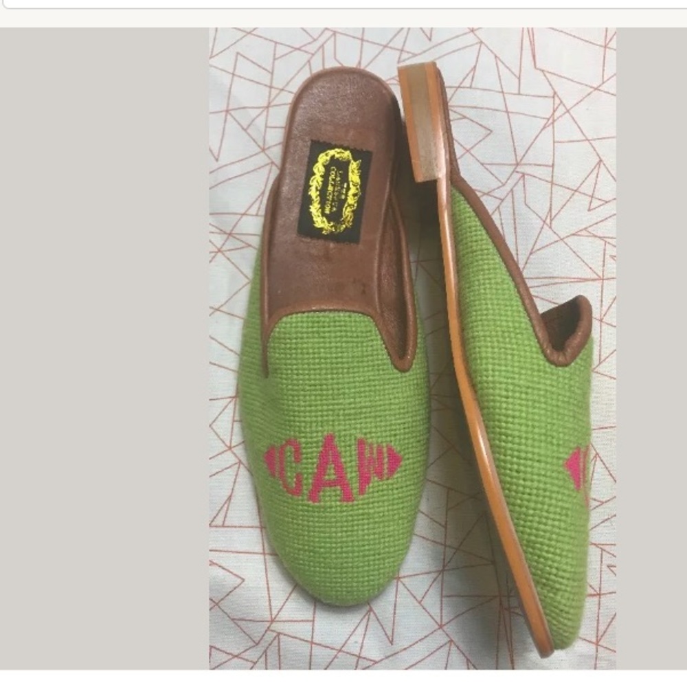 The Larkspur Collection Needlepoint Green Slide